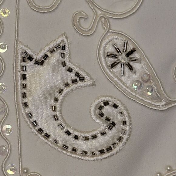 #164  R&M RICHARDS By KAREN WONG, IVORY EMBROIDERED JACKET& LONG SKIRT.Sz.12 - Picture 11 of 15